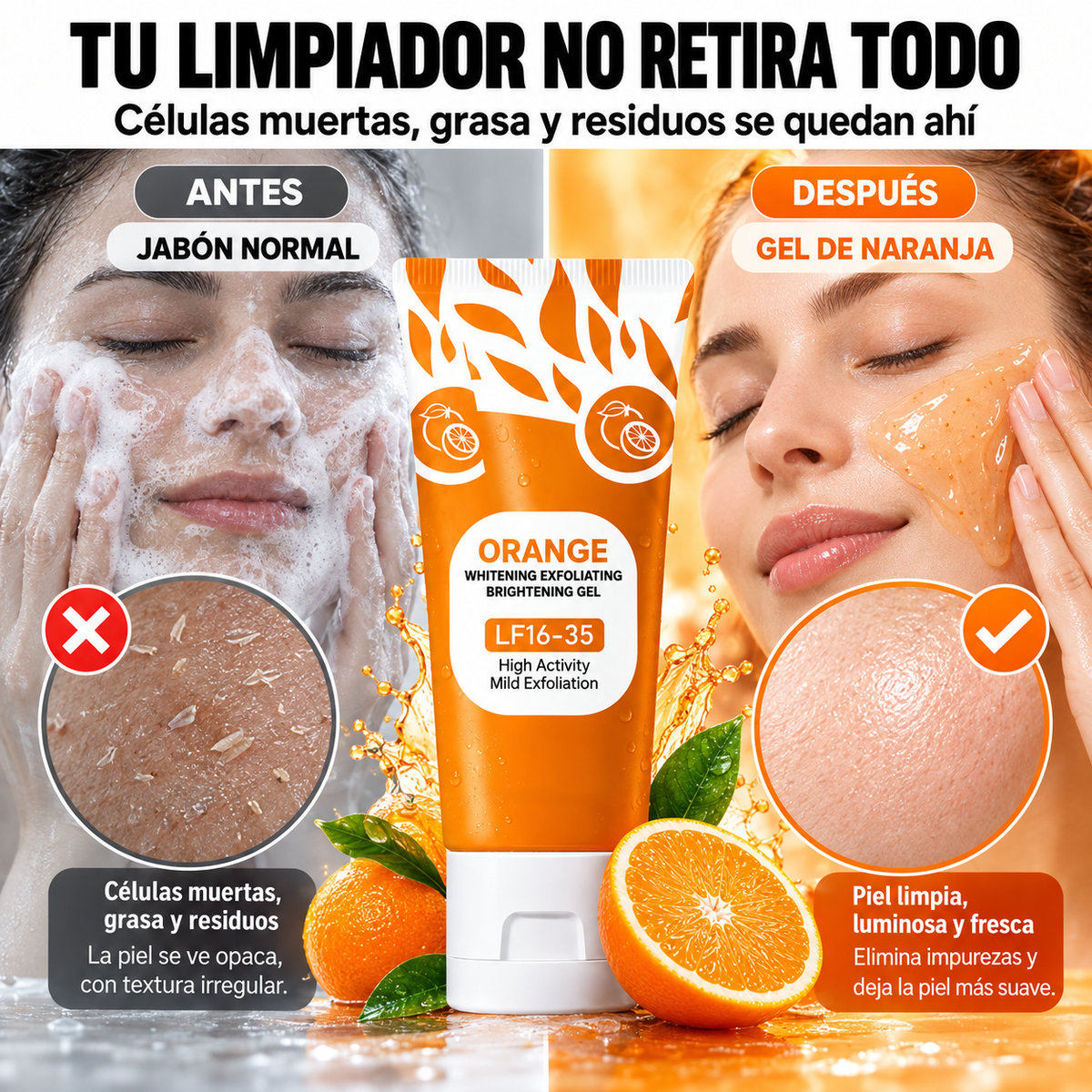 Gel Exfoliante de Naranja | Piel Luminosa Desde el Primer Uso