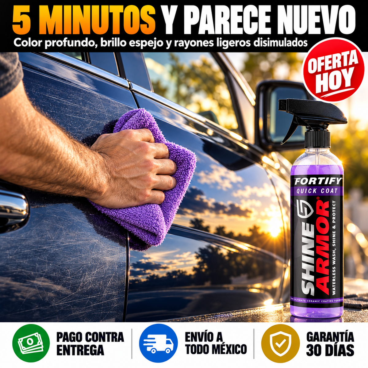 Spray Cerámico 3 en 1 | Brillo de Auto Nuevo en 5 Minutos