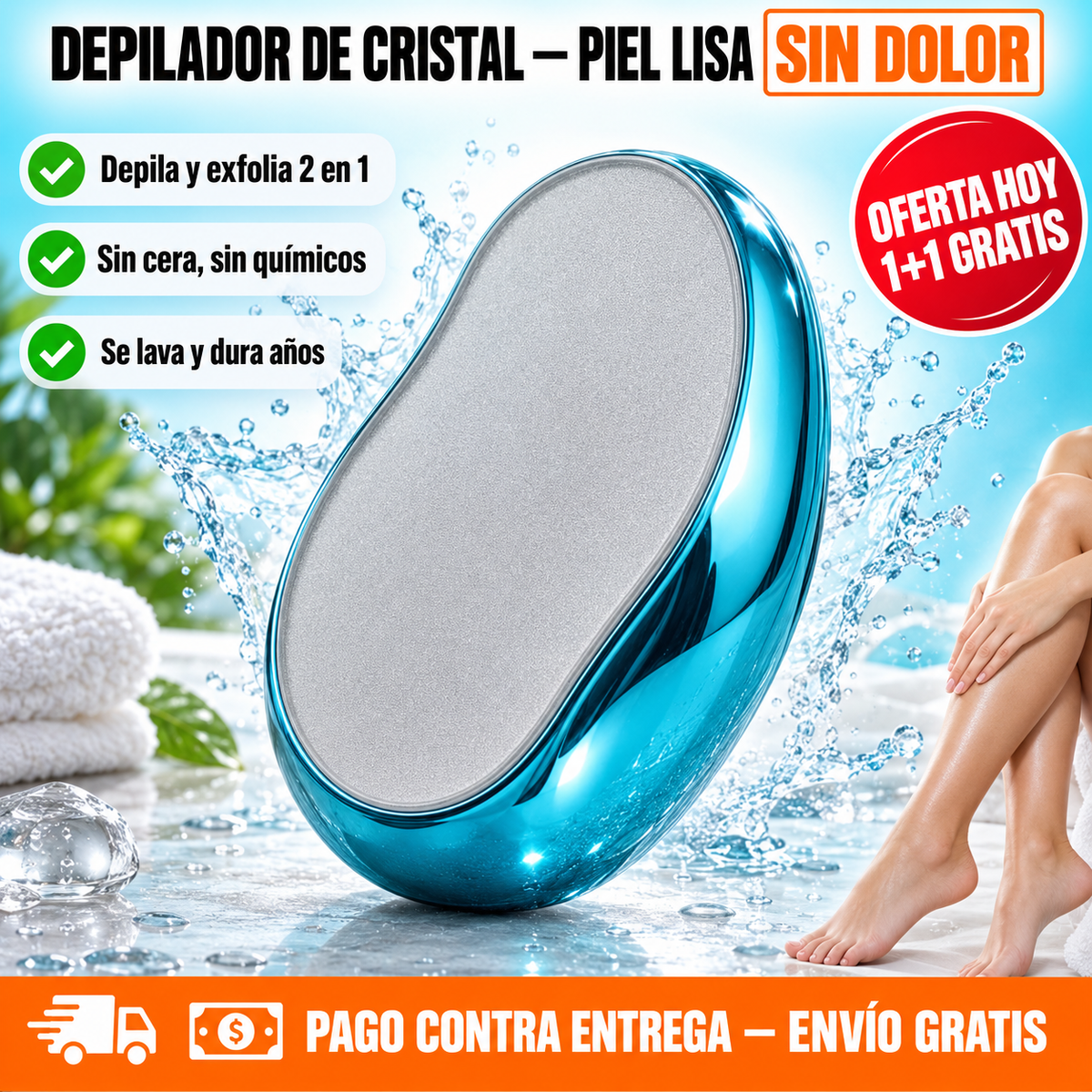 Depilador de Cristal | Piel Suave Sin Dolor en Segundos