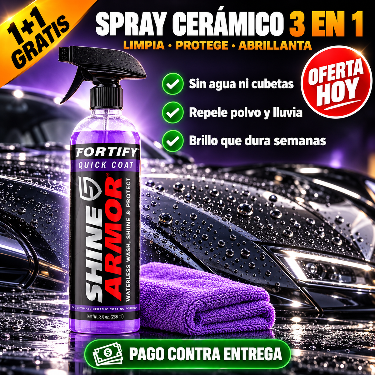 Spray Cerámico 3 en 1 | Brillo de Auto Nuevo en 5 Minutos